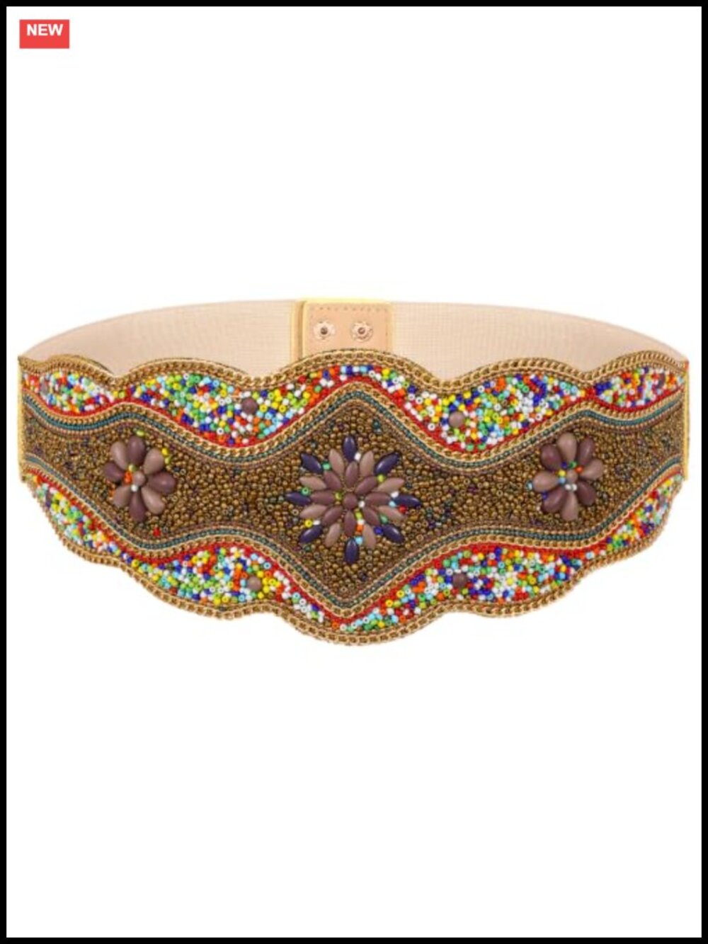Wide Elastic Boho Beaded Belt for Dress